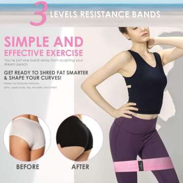 3 Levels Fabric Resistance Bands Set, Booty Bands for Working Out, Exercise Bands for Legs and Butt, Fitness Loop Bands for Women and Men, Non-Slip Stretch Bands (Black, Grey, Pink)
