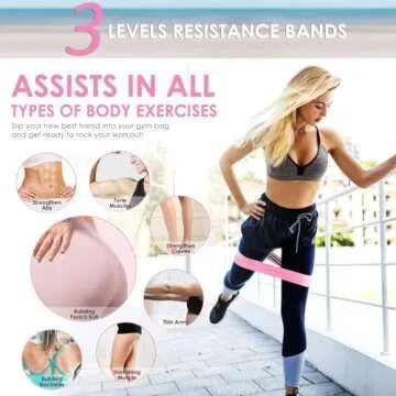 3 Levels Fabric Resistance Bands Set, Booty Bands for Working Out, Exercise Bands for Legs and Butt, Fitness Loop Bands for Women and Men, Non-Slip Stretch Bands (Black, Grey, Pink)