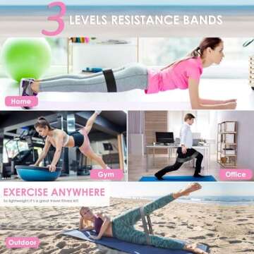 3 Levels Fabric Resistance Bands Set, Booty Bands for Working Out, Exercise Bands for Legs and Butt, Fitness Loop Bands for Women and Men, Non-Slip Stretch Bands (Black, Grey, Pink)
