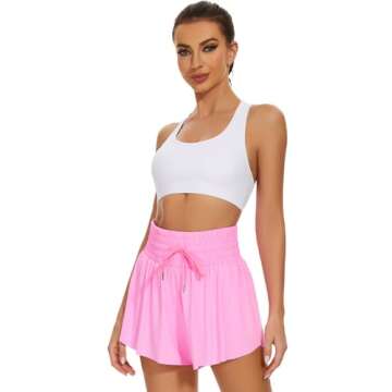 Heyielda High Waist Flowy Athletic Shorts for Women Butterfly Shorts High Rise Workout Gym Shorts（...