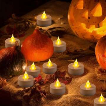 JUNPEI 24Pack Battery Tea Lights LED - Realistic and Bright Flickering Holiday Gift Operated Flamele...