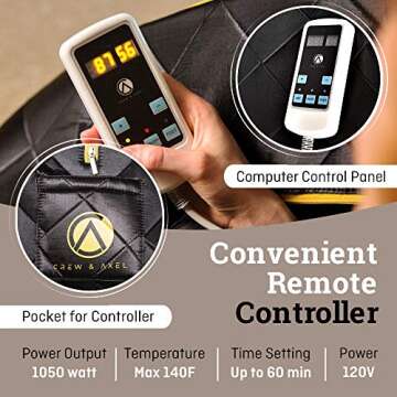 Crew & Axel Infrared Sauna Individual Home Spa - Indoor Portable Sauna Set Includes a Heating Foot Pad & Chair Obsidian Black Size Large (L 27.5” x W 33” x H 38”)