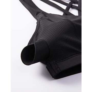 CRZ YOGA Strappy V Neck Sports Bras for Women - Criss Cross Back Wireless Padded Workout Yoga Bra Black Large