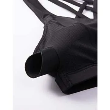 CRZ YOGA Strappy V Neck Sports Bras for Women - Criss Cross Back Wireless Padded Workout Yoga Bra Black Large