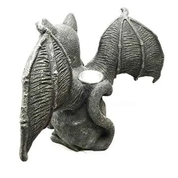 Vampire Fanged Cat Gargoyle Candleholder for Goth Lovers