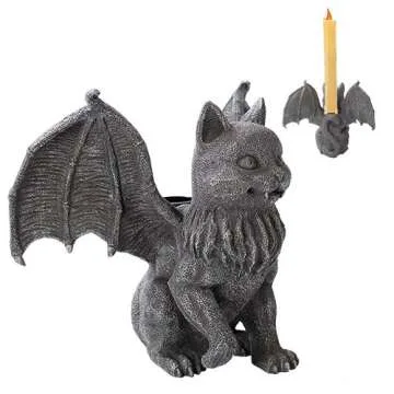 Vampire Fanged Cat Gargoyle Candleholder for Goth Lovers
