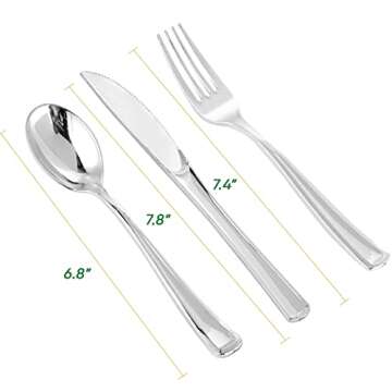 Elegant FOCUSLINE 75 Pack Silver Plastic Cutlery Set