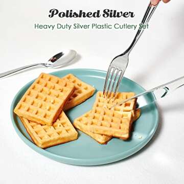 Elegant FOCUSLINE 75 Pack Silver Plastic Cutlery Set