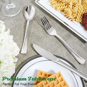 Elegant FOCUSLINE 75 Pack Silver Plastic Cutlery Set