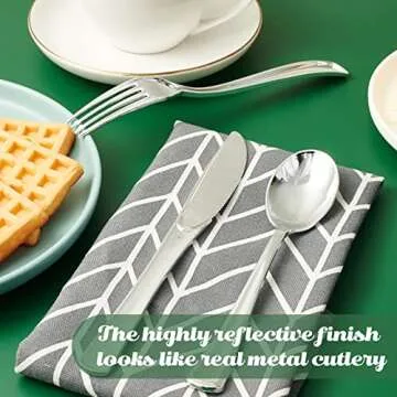 Elegant FOCUSLINE 75 Pack Silver Plastic Cutlery Set