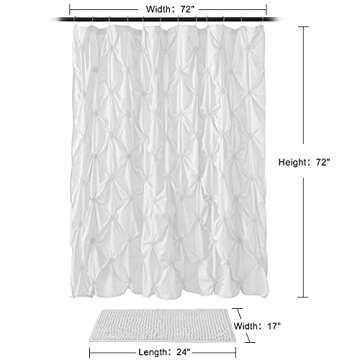 JSLOVE 2 Pcs Shower Curtain Sets with Rugs - Pinched Pleat Farmhouse Shower Curtain Elegant Decor Se...