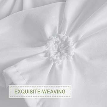 JSLOVE 2 Pcs Shower Curtain Sets with Rugs - Pinched Pleat Farmhouse Shower Curtain Elegant Decor Set with 12 Shower Curtain Hooks for Bathroom White Standard 72" X 72"