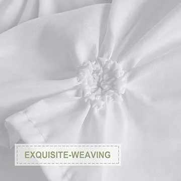 JSLOVE 2 Pcs Shower Curtain Sets with Rugs - Pinched Pleat Farmhouse Shower Curtain Elegant Decor Set with 12 Shower Curtain Hooks for Bathroom White Standard 72" X 72"