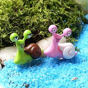 BronaGrand 10pcs Garden Ornament Miniature Snail Figurine Resin Craft Fairy Dollhouse Decor Bonsai P...