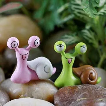 BronaGrand 10pcs Garden Ornament Miniature Snail Figurine Resin Craft Fairy Dollhouse Decor Bonsai Plant Decoration