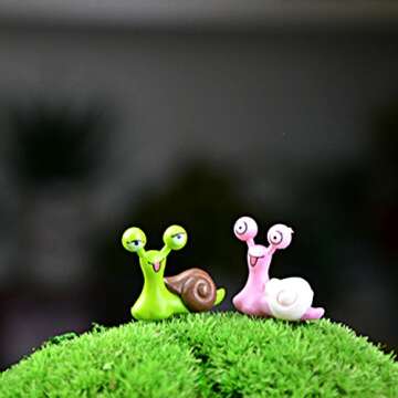 BronaGrand 10pcs Garden Ornament Miniature Snail Figurine Resin Craft Fairy Dollhouse Decor Bonsai Plant Decoration