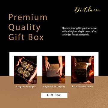 Di Classe Vintage Art Deco Ribbed Glassware Set of 4, Ripple Cocktail Glasses with Gold Rim, Iridescent, 4 Piece Origami Style Highball Glasses with Straws for Coffee Juice Beer, Drinkware Gift Set