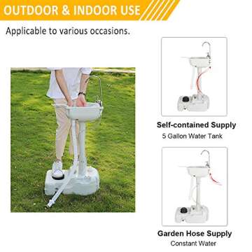 VINGLI Upgraded Portable Sink and Toilet Combo| Self-contained 5 Gal Hand Washing Station & 5.3 Gal Flushing Toilet, Perfect for Camping/RV/Boat/Road Tripper/Camper, Detachable & Lightweight