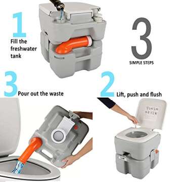 VINGLI Upgraded Portable Sink and Toilet Combo| Self-contained 5 Gal Hand Washing Station & 5.3 Gal Flushing Toilet, Perfect for Camping/RV/Boat/Road Tripper/Camper, Detachable & Lightweight