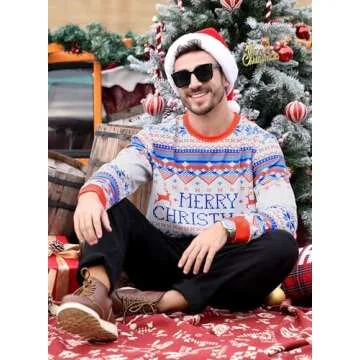 Arvilhill Christmas Mens Holiday Party 3D Printed Sweatshirt Funny Long Sleeve Ugly Sweaters Pattern 2XL