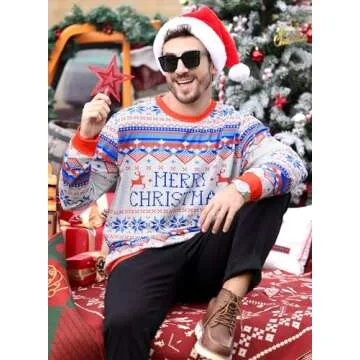Arvilhill Christmas Mens Holiday Party 3D Printed Sweatshirt Funny Long Sleeve Ugly Sweaters Pattern 2XL
