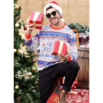 Arvilhill Christmas Mens Holiday Party 3D Printed Sweatshirt Funny Long Sleeve Ugly Sweaters Pattern 2XL