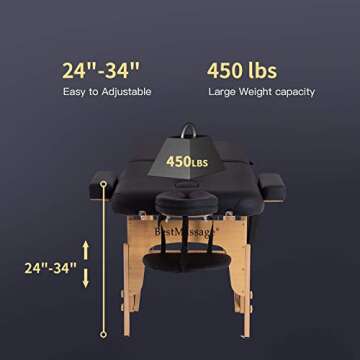 BestMassage Massage Table 2 Fold Massage Bed Protable Lash Bed 28 in Wide PU Spa Table Height Adjustable Spa Bed with Towel Hanger Oil Pouch Half Bolster Non-Woven Bag