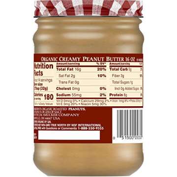 Smucker's Organic Natural Creamy Peanut Butter, 16 Ounces (Pack of 1)