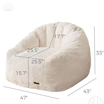 MAXYOYO Giant Bean Bag Chair, Oversized Bean Bag Couch for Adults and Kids, Faux Fur Shell-Shaped La...