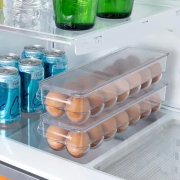 Smart Design Stackable Egg Holder Bin for Fridge