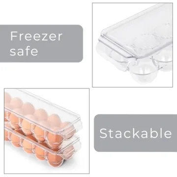 Smart Design Stackable Egg Holder Bin for Fridge