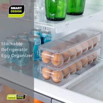 Smart Design Stackable Egg Holder Bin for Fridge