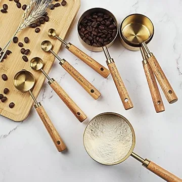 GuDoQi Gold Measuring Cups and Spoons Set of 8