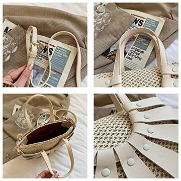 Chic Off-White LingChuang Women's Woven Straw Bag