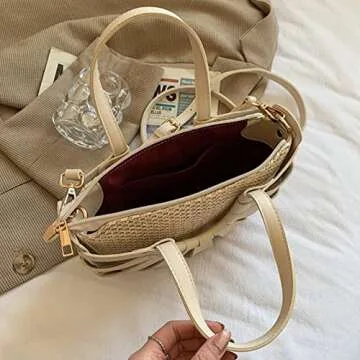 Chic Off-White LingChuang Women's Woven Straw Bag