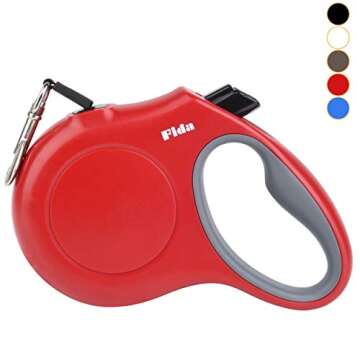 Fida Retractable Dog Leash, 16ft Heavy Duty Pet Walking Leash for X-Small/Small/Medium/Large Dog or Cat up to 110 lbs, Tangle-Free. One-Hand Brake (Large, Red)