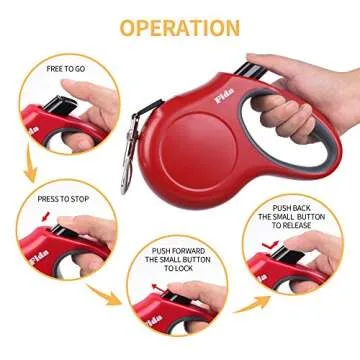 Fida Retractable Dog Leash, 16ft Heavy Duty Pet Walking Leash for X-Small/Small/Medium/Large Dog or Cat up to 110 lbs, Tangle-Free. One-Hand Brake (Large, Red)