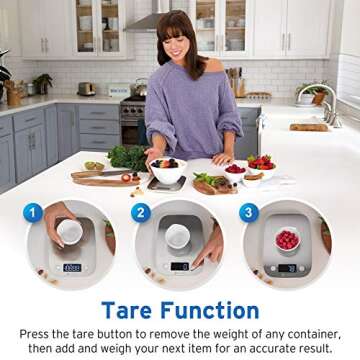 Etekcity Food Kitchen Scale, Digital Grams and Ounces for Weight Loss, Baking, Cooking, Keto and Meal Prep, Postal Scale for Packages, Liquids, Jewelry, Medium, Silver Stainless Steel