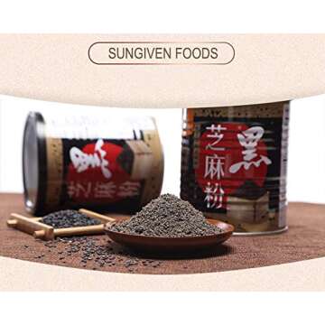 100% Black Sesame Seeds Powder, No Sugar, Low Temp Roasted, HALAL, NON-GMO, Black Sesame Paste Made in Taiwan 12.36oz (350g)