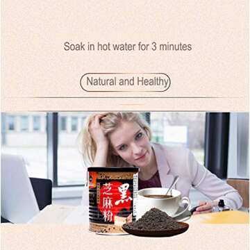 100% Black Sesame Seeds Powder, No Sugar, Low Temp Roasted, HALAL, NON-GMO, Black Sesame Paste Made in Taiwan 12.36oz (350g)