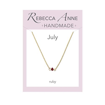 Handmade Gold July Birthstone Choker Necklace, 14 Inches - Ruby, 14k Gold Fill - Birthday Gift, Pres...