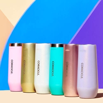 Corkcicle Stemless Flute, Triple Insulated Stainless Steel, Easy Grip, Non-slip Bottom, Keeps Beverages Chilled for 9 Hours, Rose Metallic, 7 oz