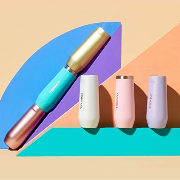 Corkcicle Stemless Flute, Triple Insulated Stainless Steel, Easy Grip, Non-slip Bottom, Keeps Beverages Chilled for 9 Hours, Rose Metallic, 7 oz