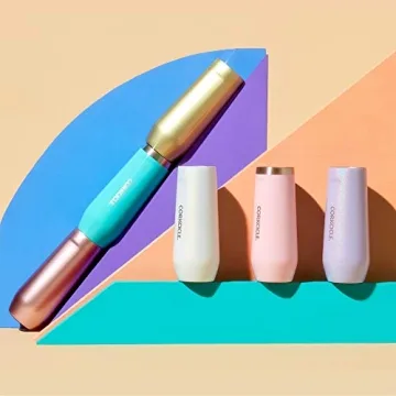 Corkcicle Stemless Flute, Triple Insulated Stainless Steel, Easy Grip, Non-slip Bottom, Keeps Beverages Chilled for 9 Hours, Rose Metallic, 7 oz