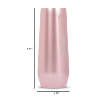 Corkcicle Stemless Flute, Triple Insulated Stainless Steel, Easy Grip, Non-slip Bottom, Keeps Beverages Chilled for 9 Hours, Rose Metallic, 7 oz