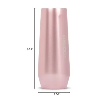 Corkcicle Stemless Flute, Triple Insulated Stainless Steel, Easy Grip, Non-slip Bottom, Keeps Beverages Chilled for 9 Hours, Rose Metallic, 7 oz
