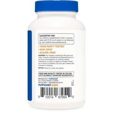 Nutricost Vitamin B1 (Thiamine) 500mg, 120 Capsules