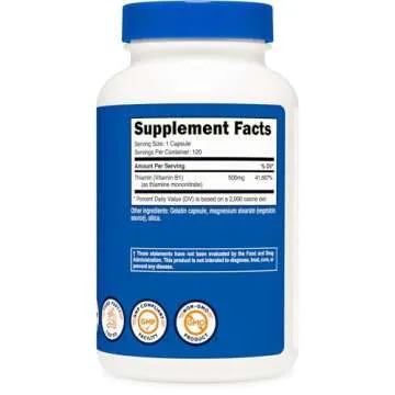 Nutricost Vitamin B1 (Thiamine) 500mg, 120 Capsules