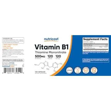 Nutricost Vitamin B1 (Thiamine) 500mg, 120 Capsules