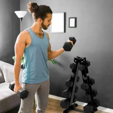 RitFit 20LB Dumbbells Set of 2 Rubber Encased Dumbbell Sets with Optional Rack for Home Gym, Coated Hand Weights for Strength Training, Workouts